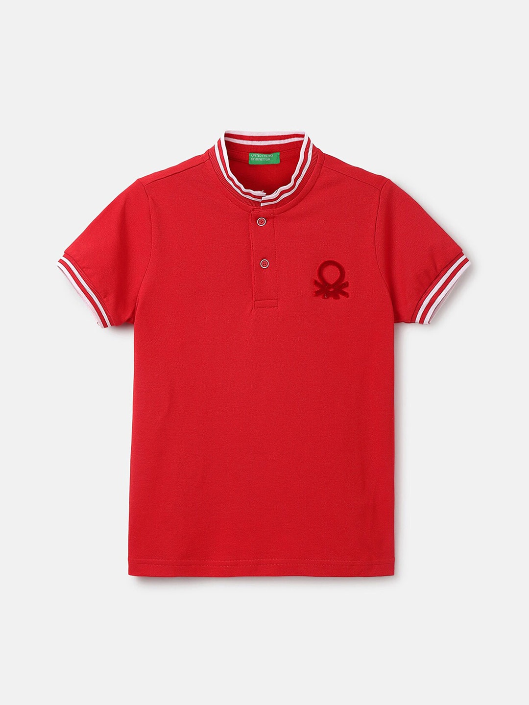 

United Colors of Benetton Boys Mandarin Collar T-shirt, Red