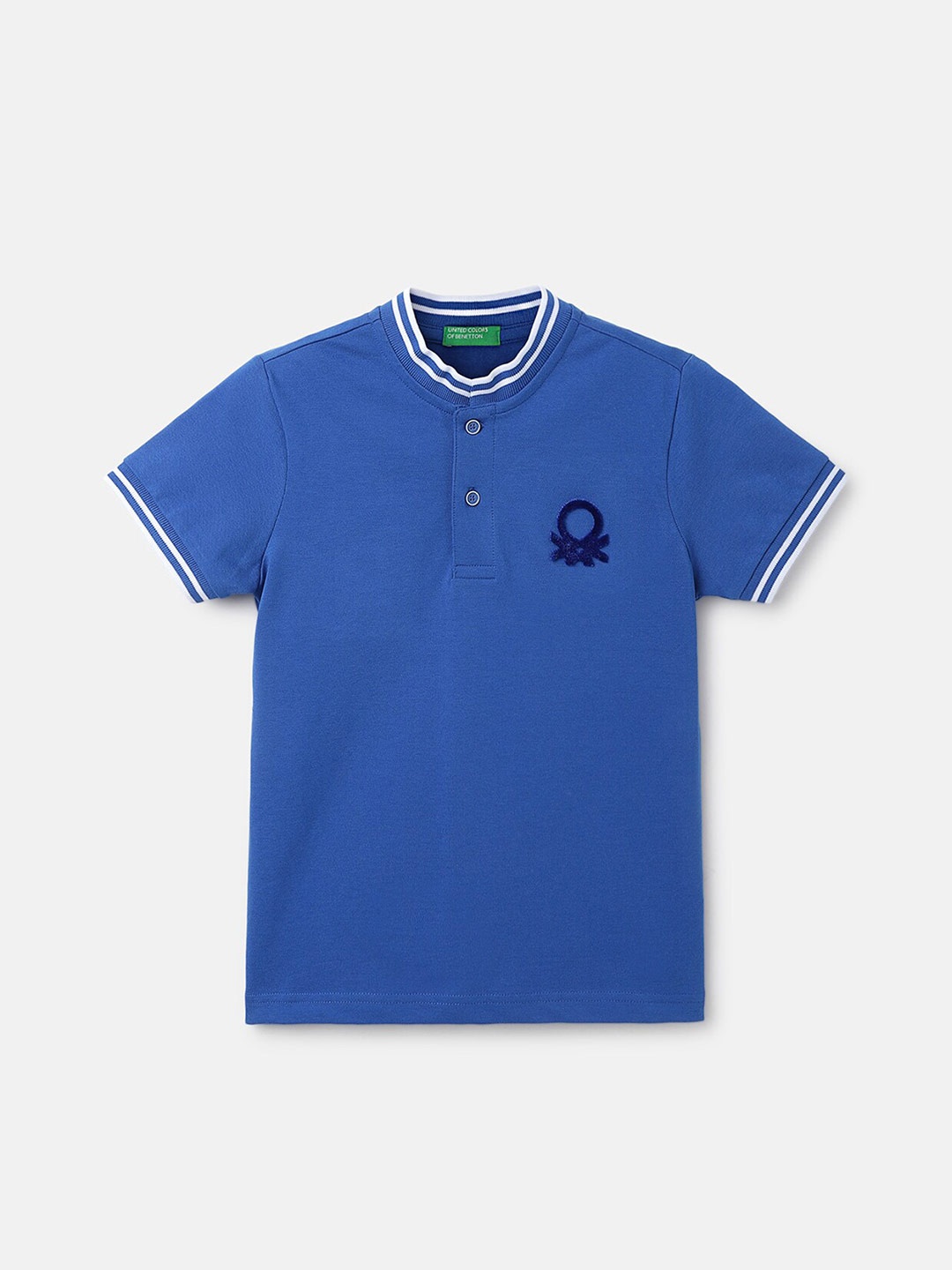 

United Colors of Benetton Boys Mandarin Collar T-shirt, Blue