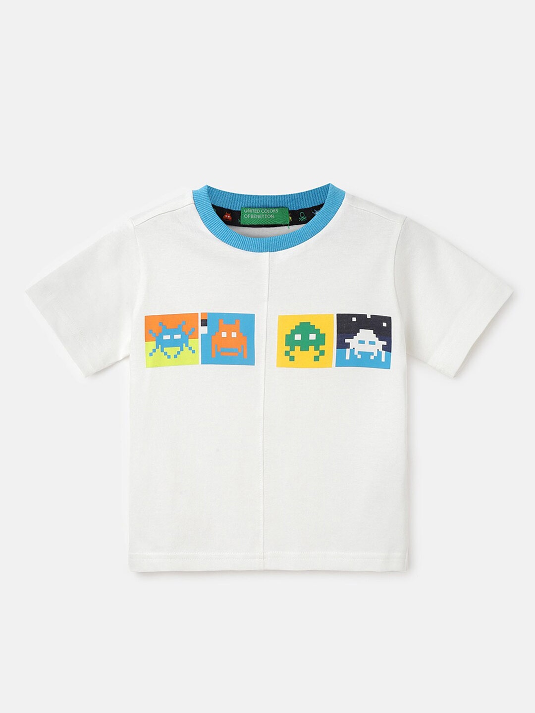 

United Colors of Benetton Boys Printed Cotton Boxy T-shirt, White
