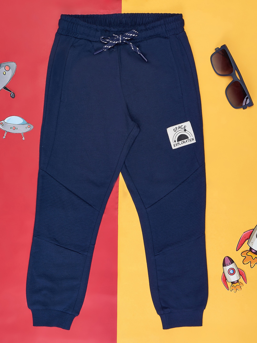 

Pantaloons Junior Boys Cotton Mid-Rise Joggers, Navy blue