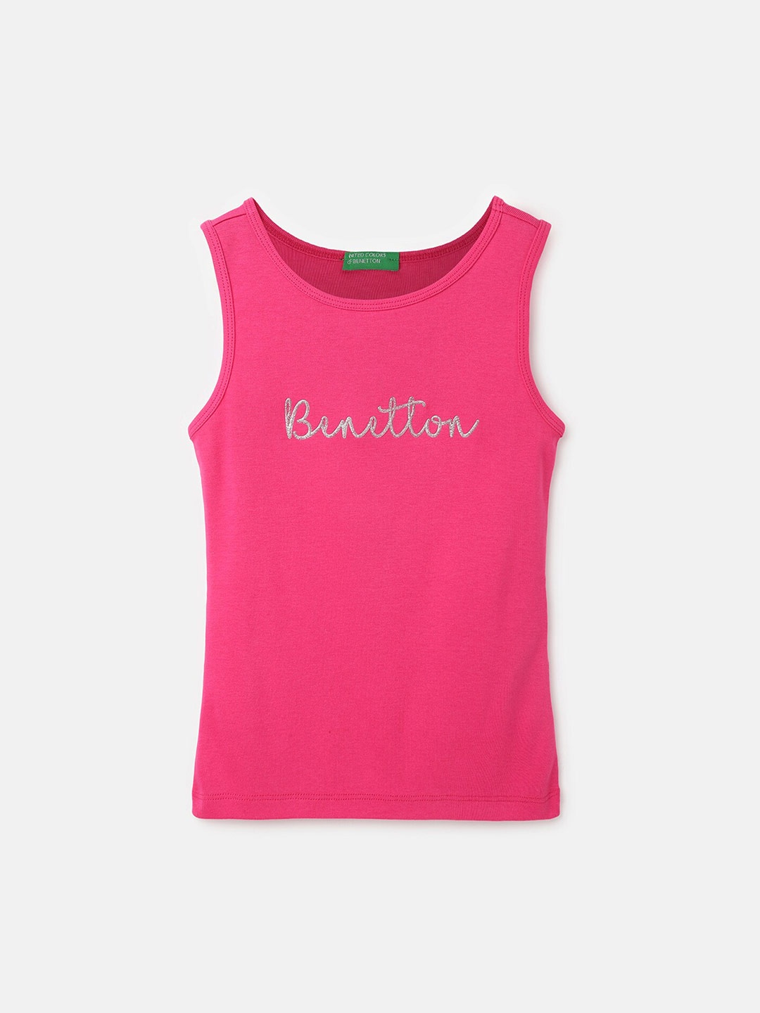 

United Colors of Benetton Girls Typography Sleeveles T-shirt, Pink