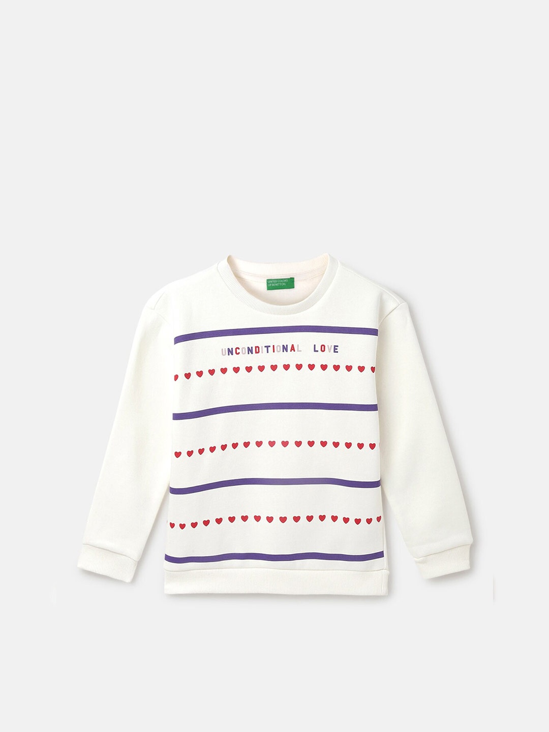 

United Colors of Benetton Girls Graphic Printed Pullover Sweatshirt, White