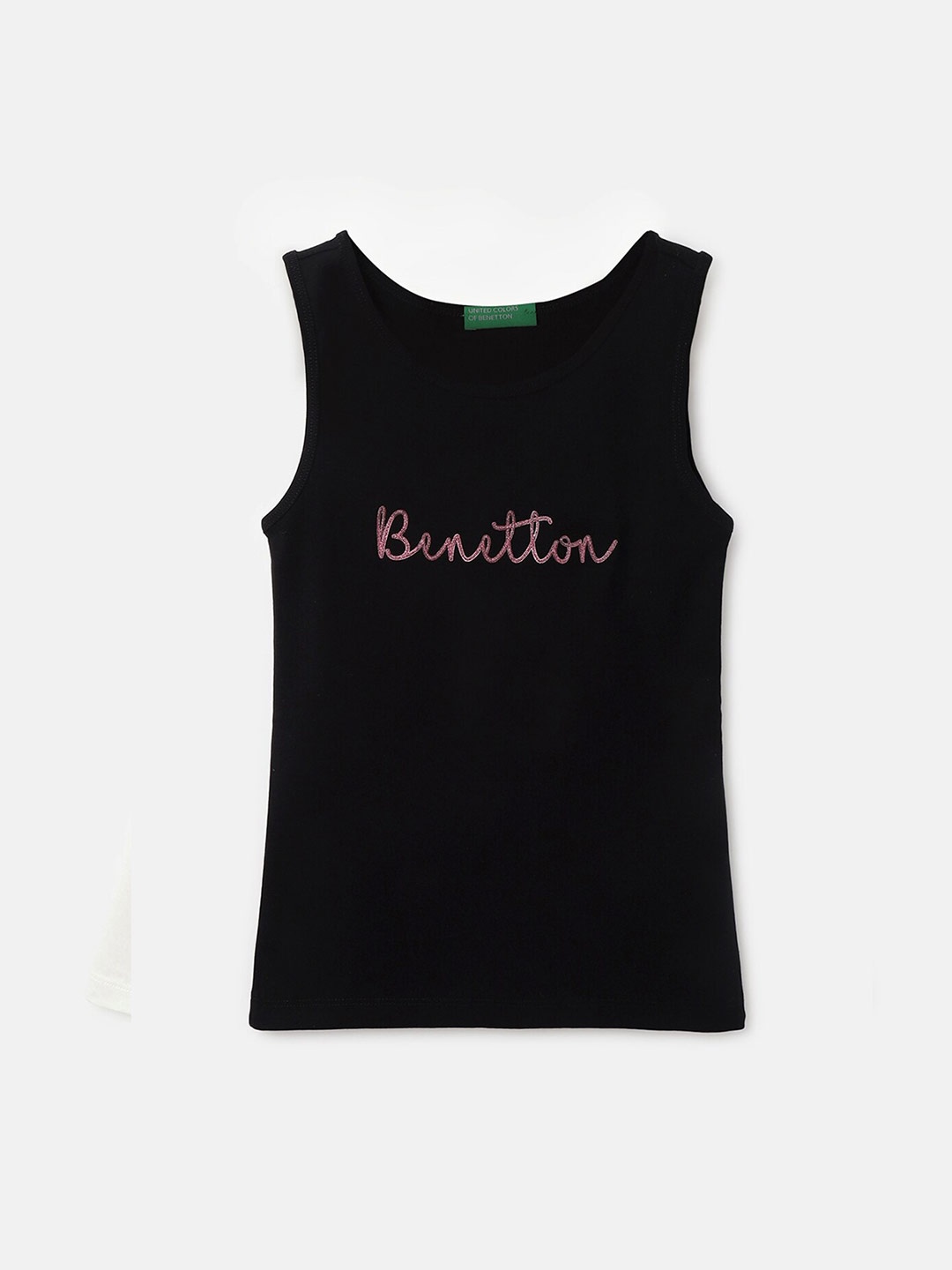 

United Colors of Benetton Girls Typography Printed Cotton T-shirt, Black