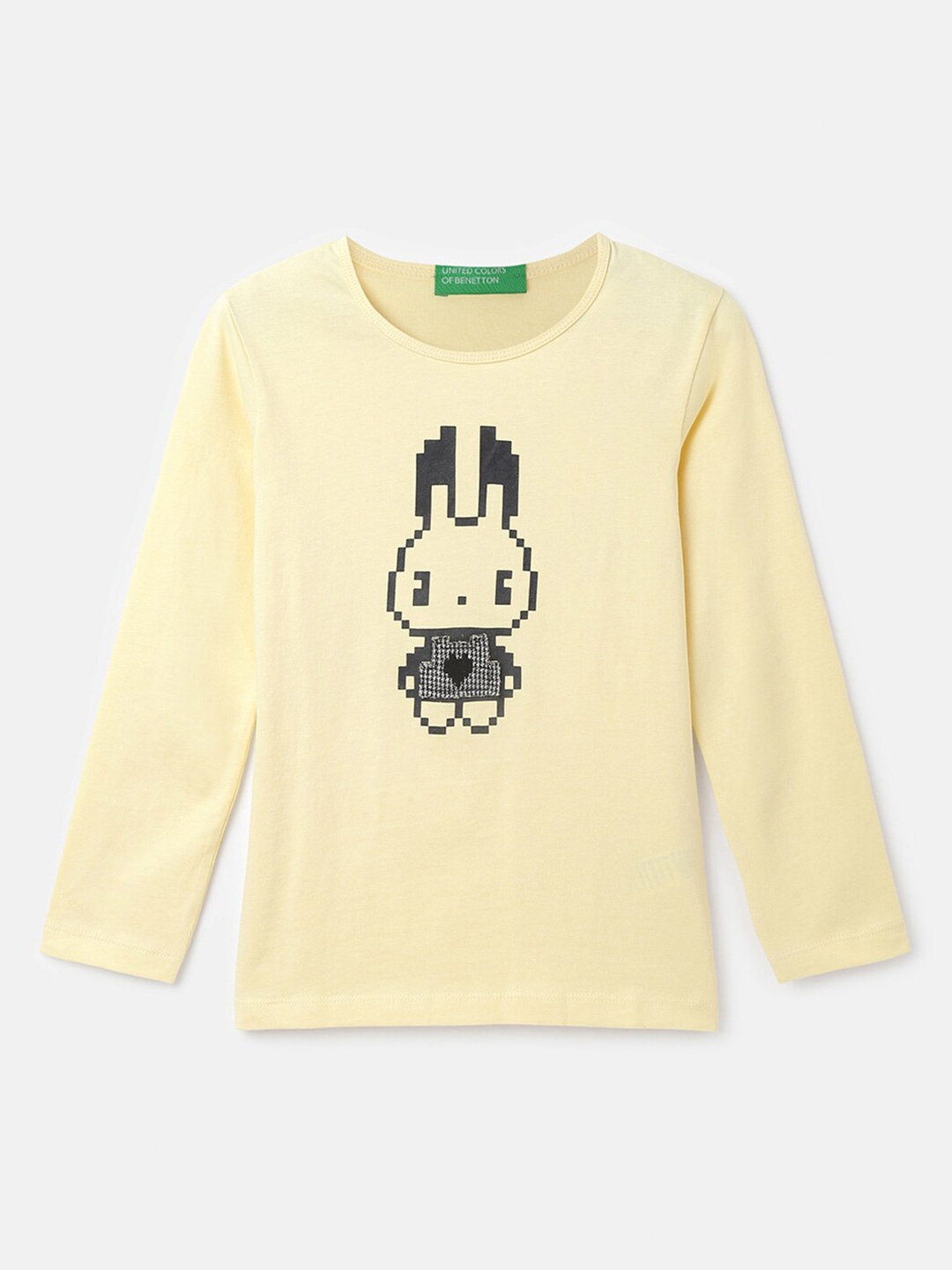 

United Colors of Benetton Girls Graphic Printed Cotton T-shirt, Yellow