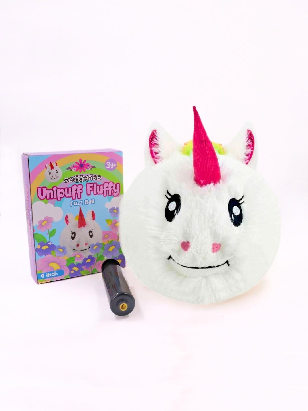 

SCOOBIES Kids Unicorn Fluffy Fuzzball With Pump Activity Toy, White