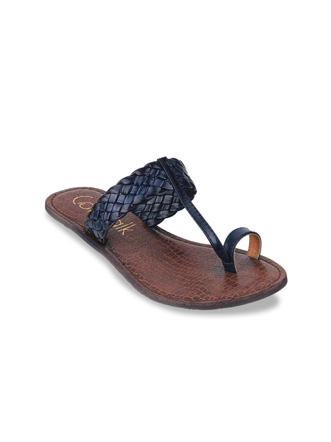 

Catwalk Textured Leather One Toe Flats, Navy blue