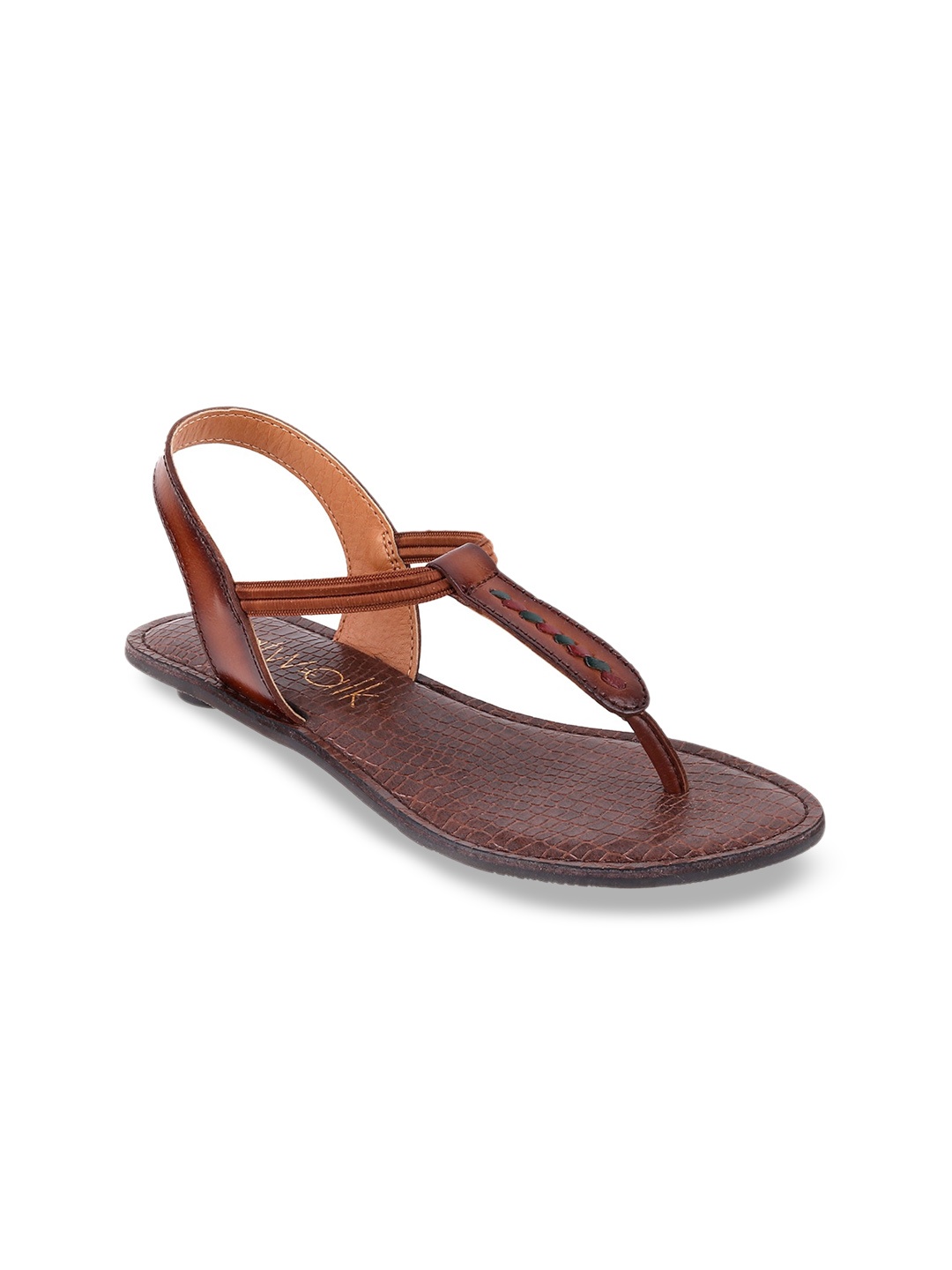 

Catwalk Textured Leather T-Strap Flats, Tan