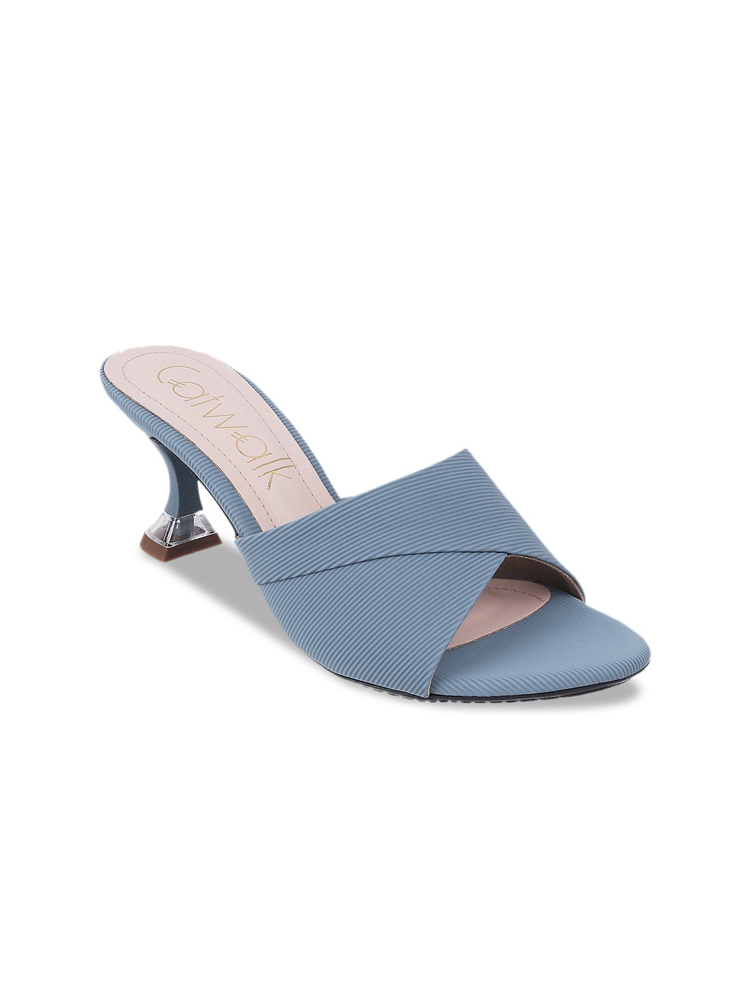 

Catwalk Striped Open Toe Kitten Heels, Blue