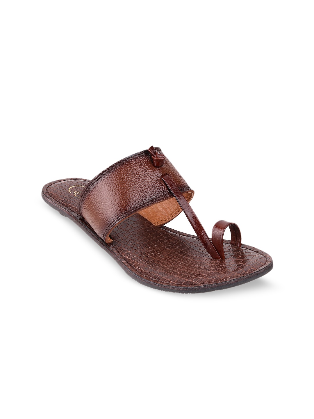 

Catwalk Textured Leather One Toe Flats, Brown