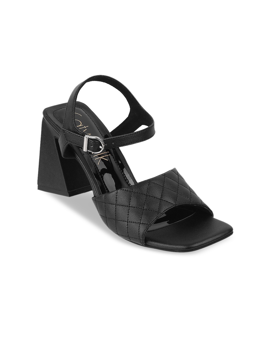 

Catwalk Textured Open Toe Block Heels, Black