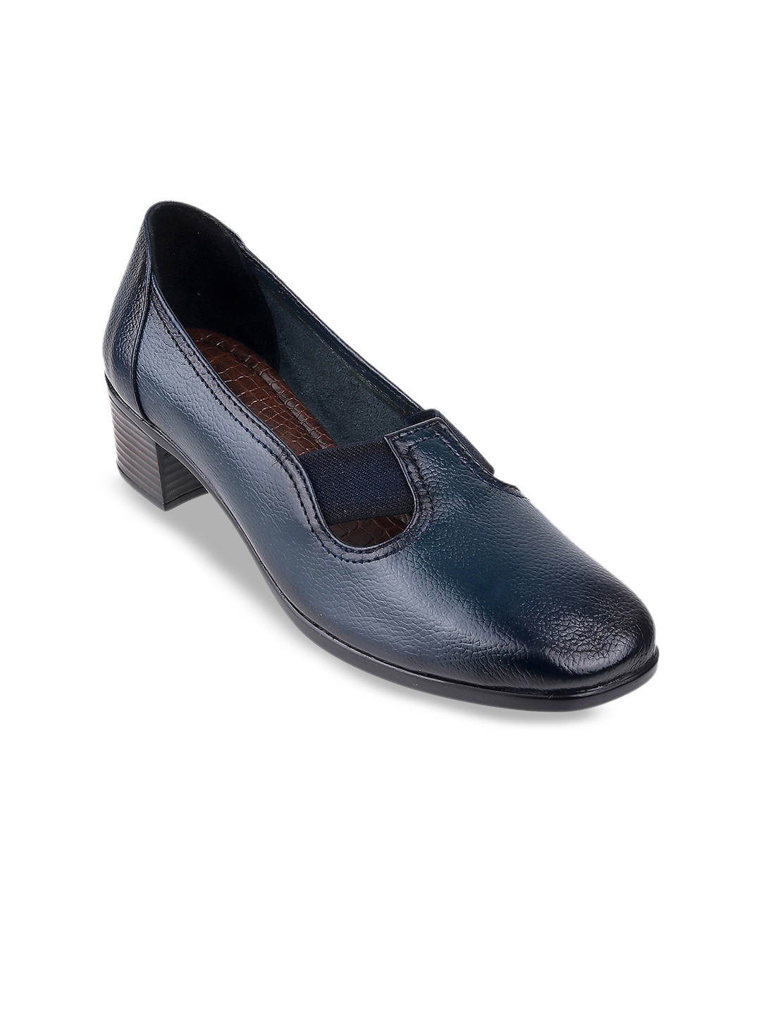 

Catwalk Textured Leather Block Pumps, Navy blue