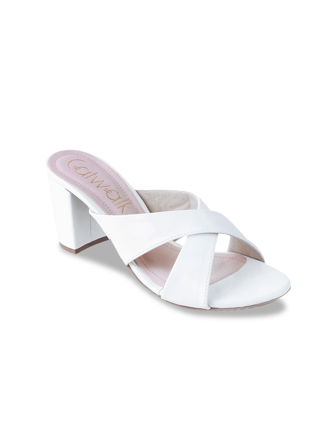 

Catwalk Criss Cross Strap Block Heels, White