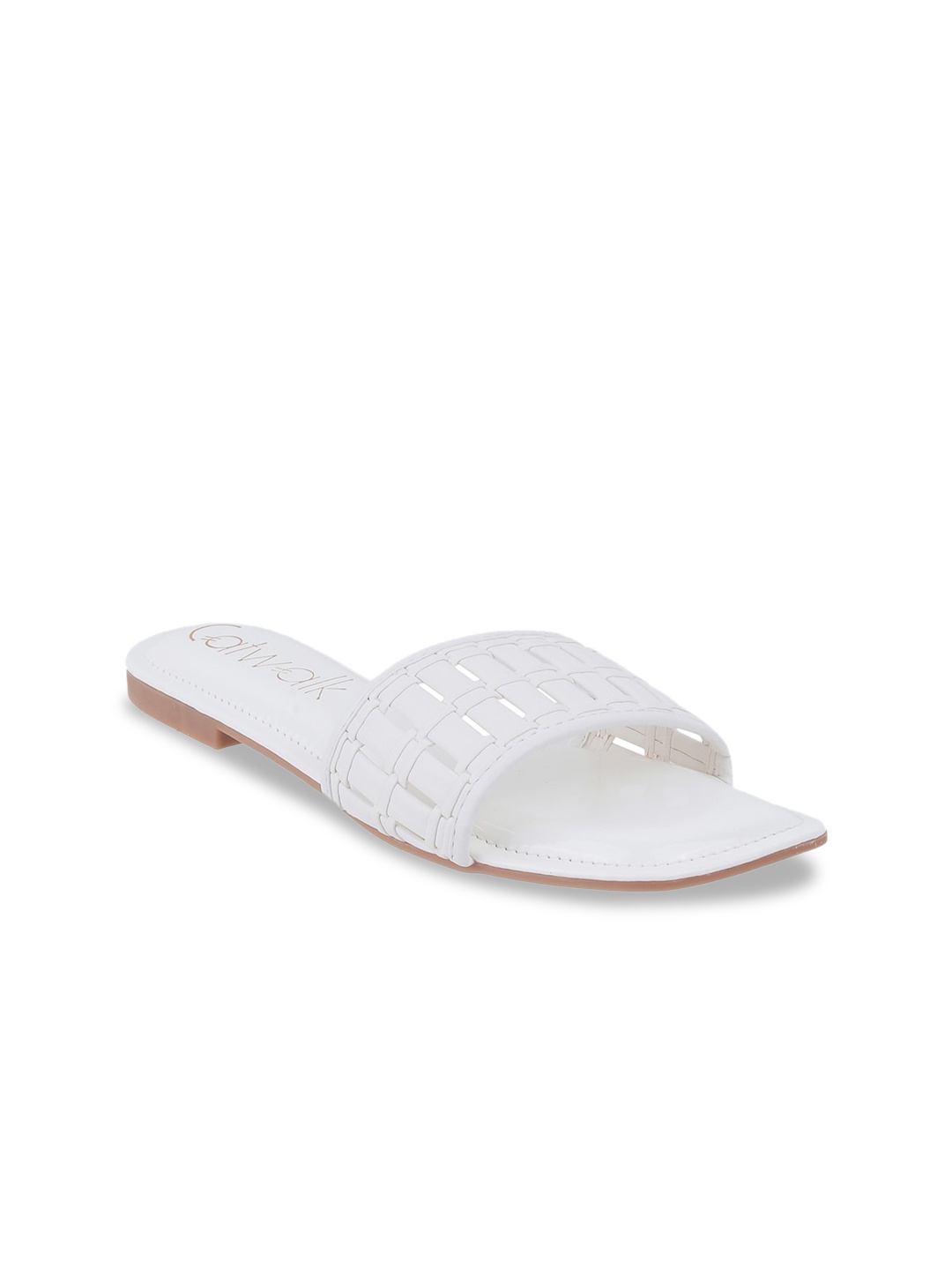 

Catwalk Interloped Open Toe Flats, White