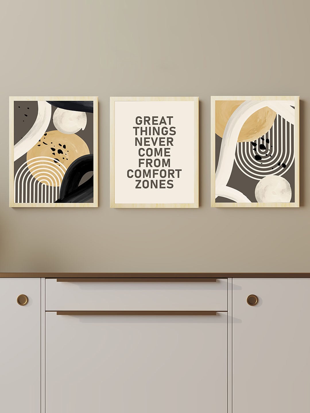 

Art Street Beige & Black 3 Pieces Modern Boho Motivational Quotes Wall Art