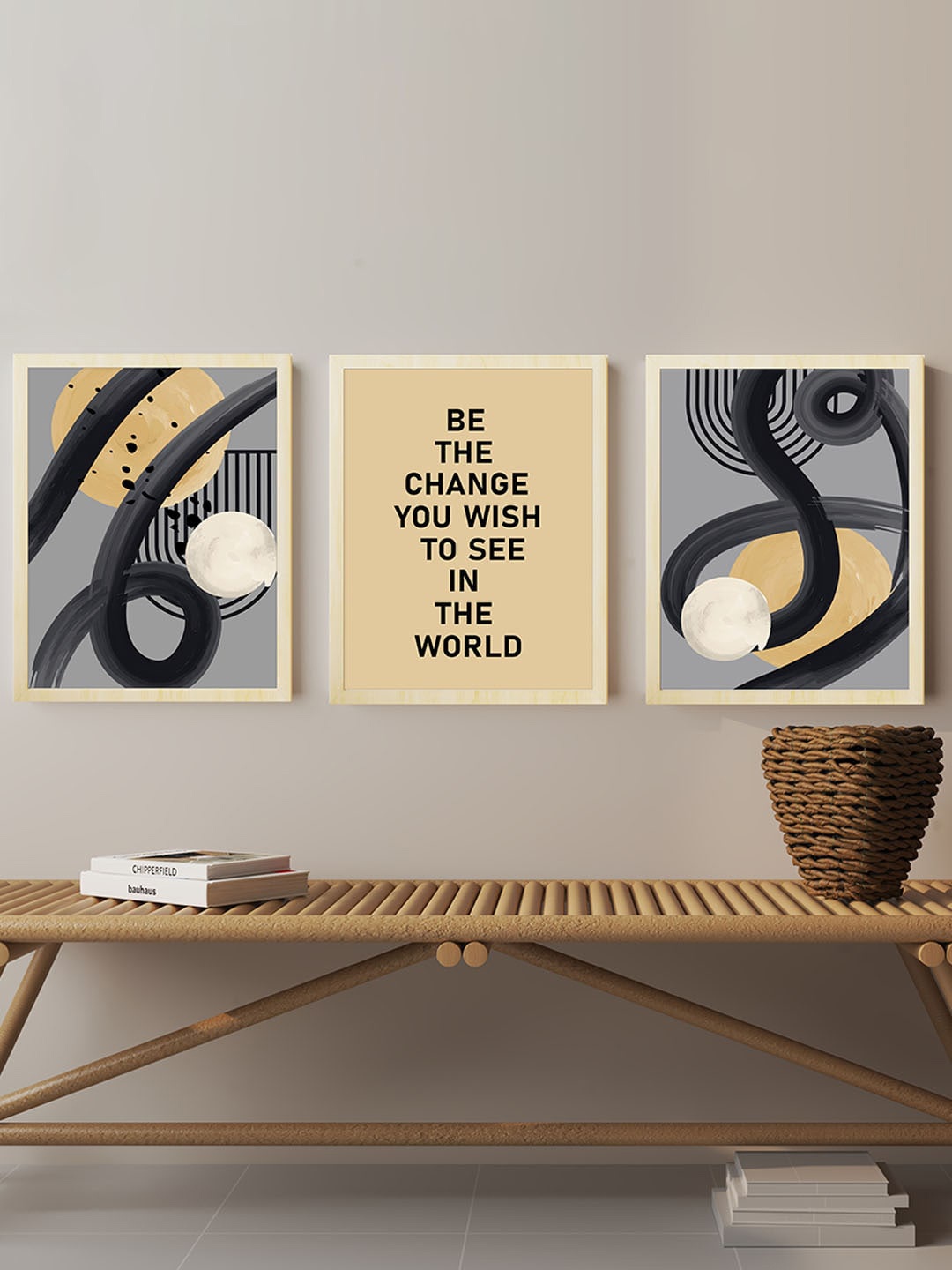 

Art Street Beige & Black 3 Pieces Boho Motivational Quotes Paintings Wall Art