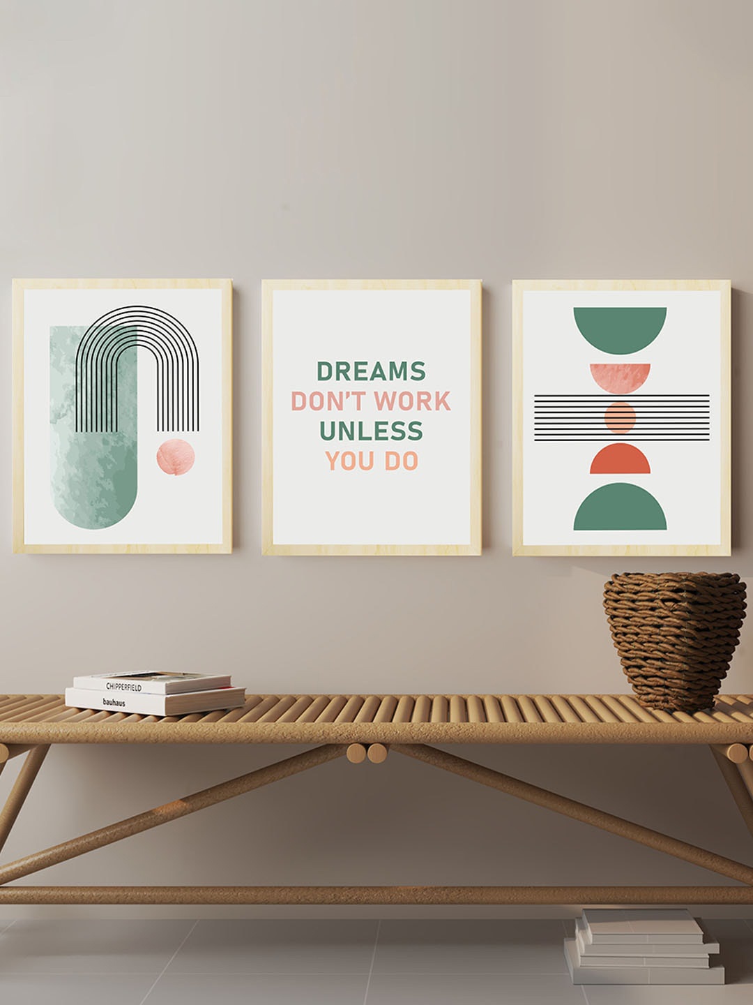 

Art Street Beige & Green 3 Pieces Boho Motivational Quotes Wall Art
