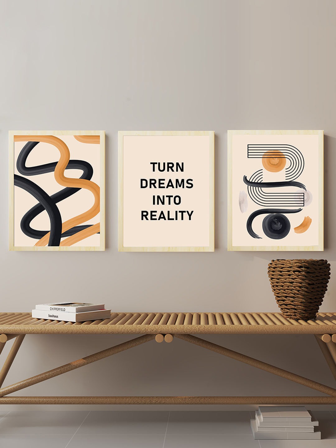 

Art Street Beige & Black 3 Pieces Boho Motivational Quotes Paintings Wall Art