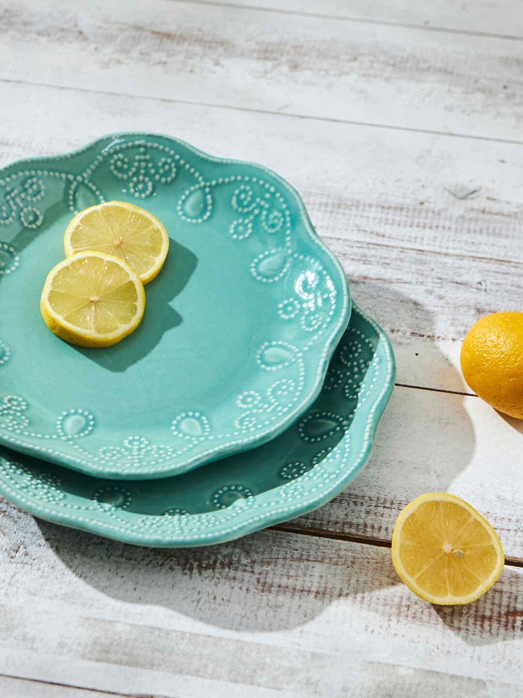 

Chumbak Green 2 Pieces Textured Ceramic Glossy Plates