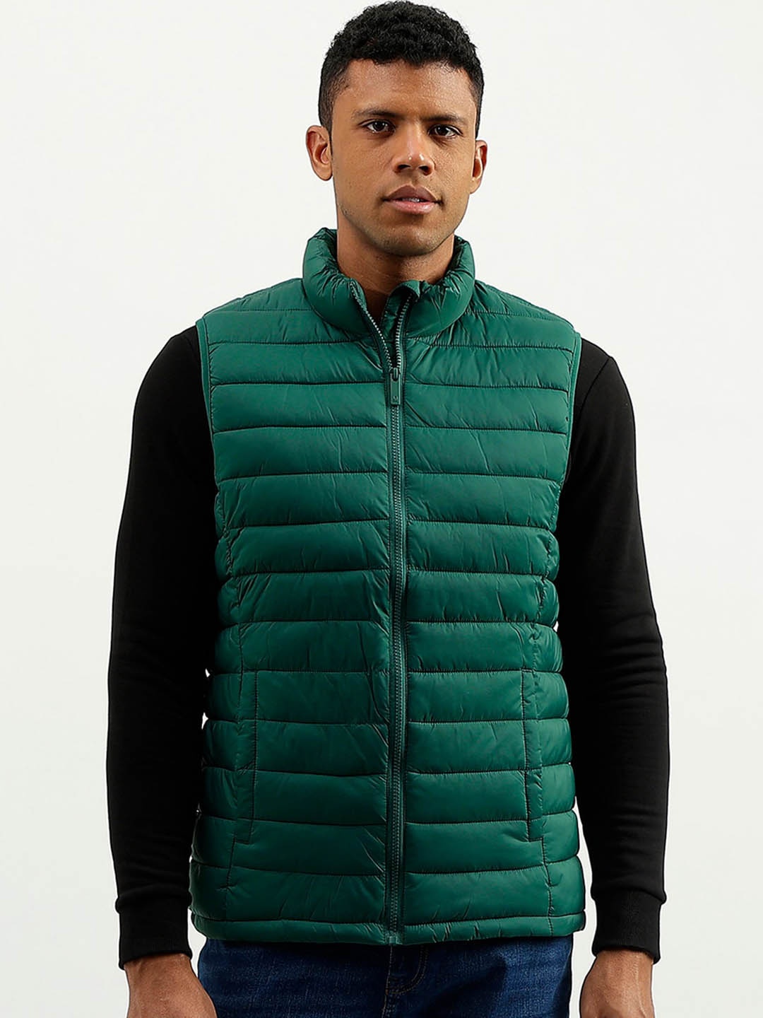 

United Colors of Benetton Mock Collar Padded Jacket, Green