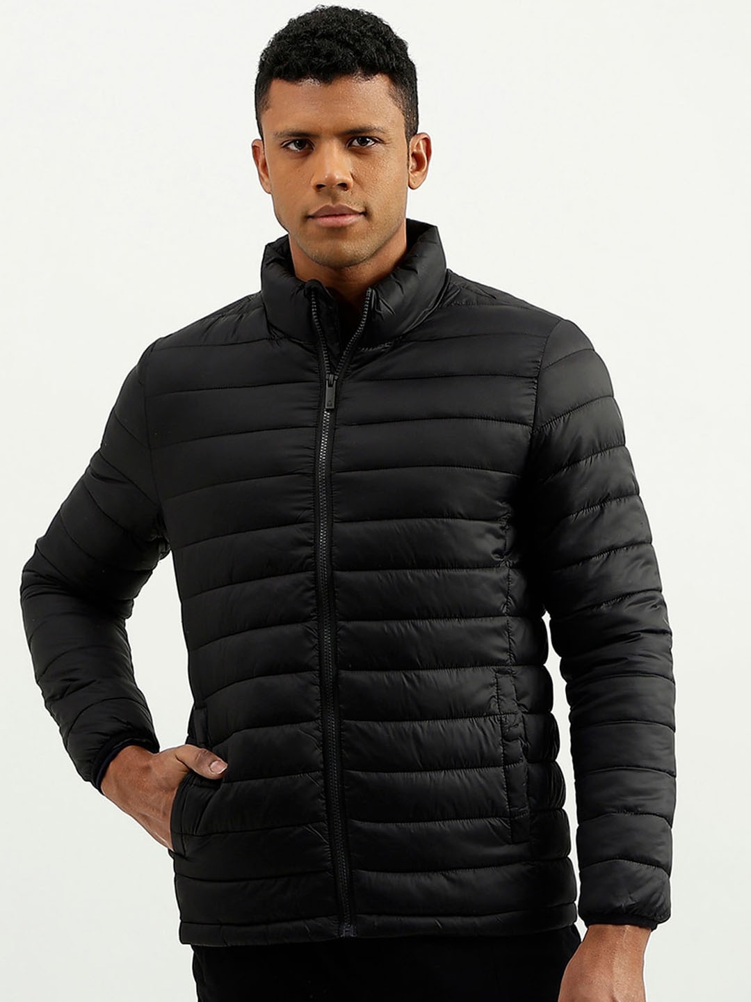 

United Colors of Benetton Mock Collar Puffer Jacket, Black