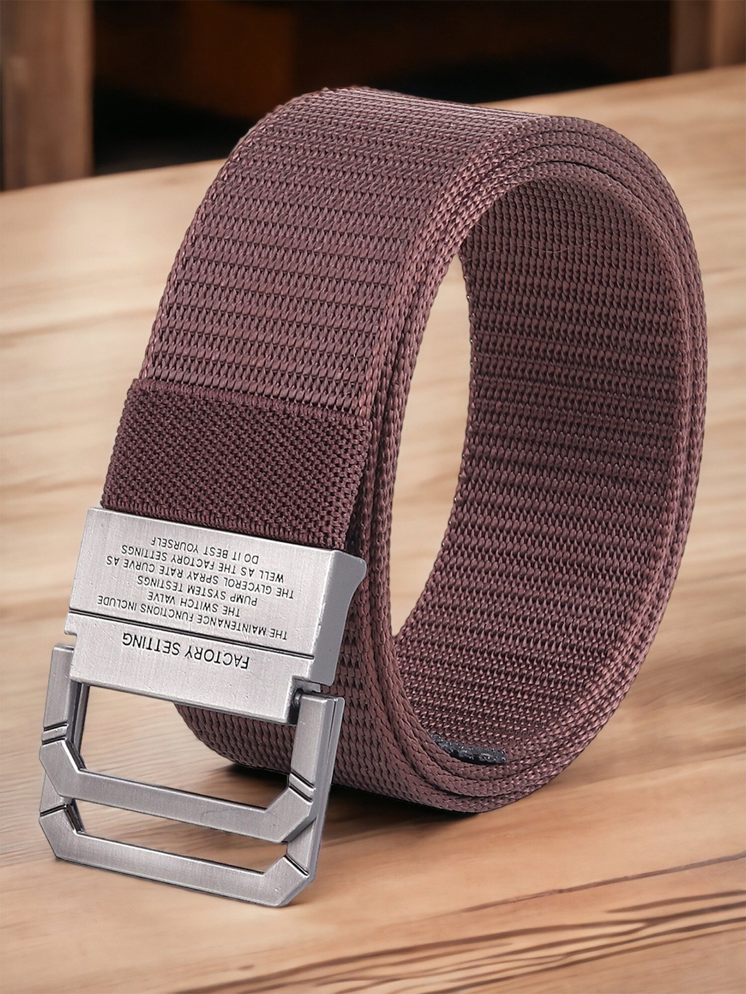 

Mast & Harbour Men Textured Canvas Belt, Brown