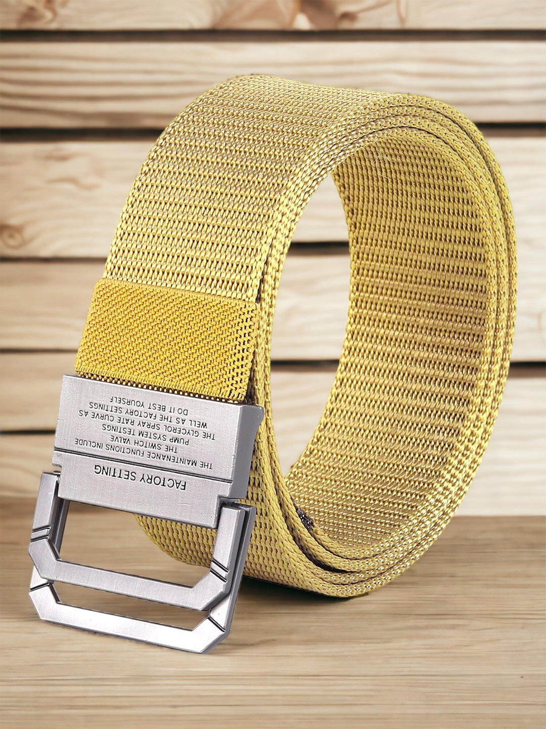 

Mast & Harbour Men Textured Canvas Belt, Gold