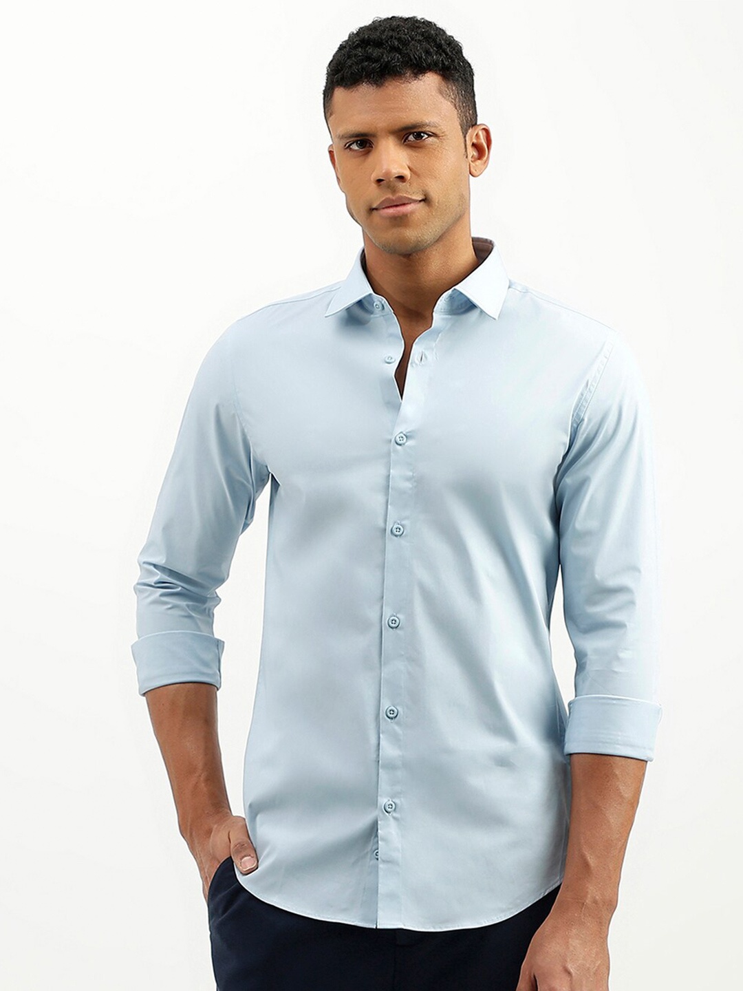 

United Colors of Benetton Slim Fit Opaque Casual Shirt, Blue