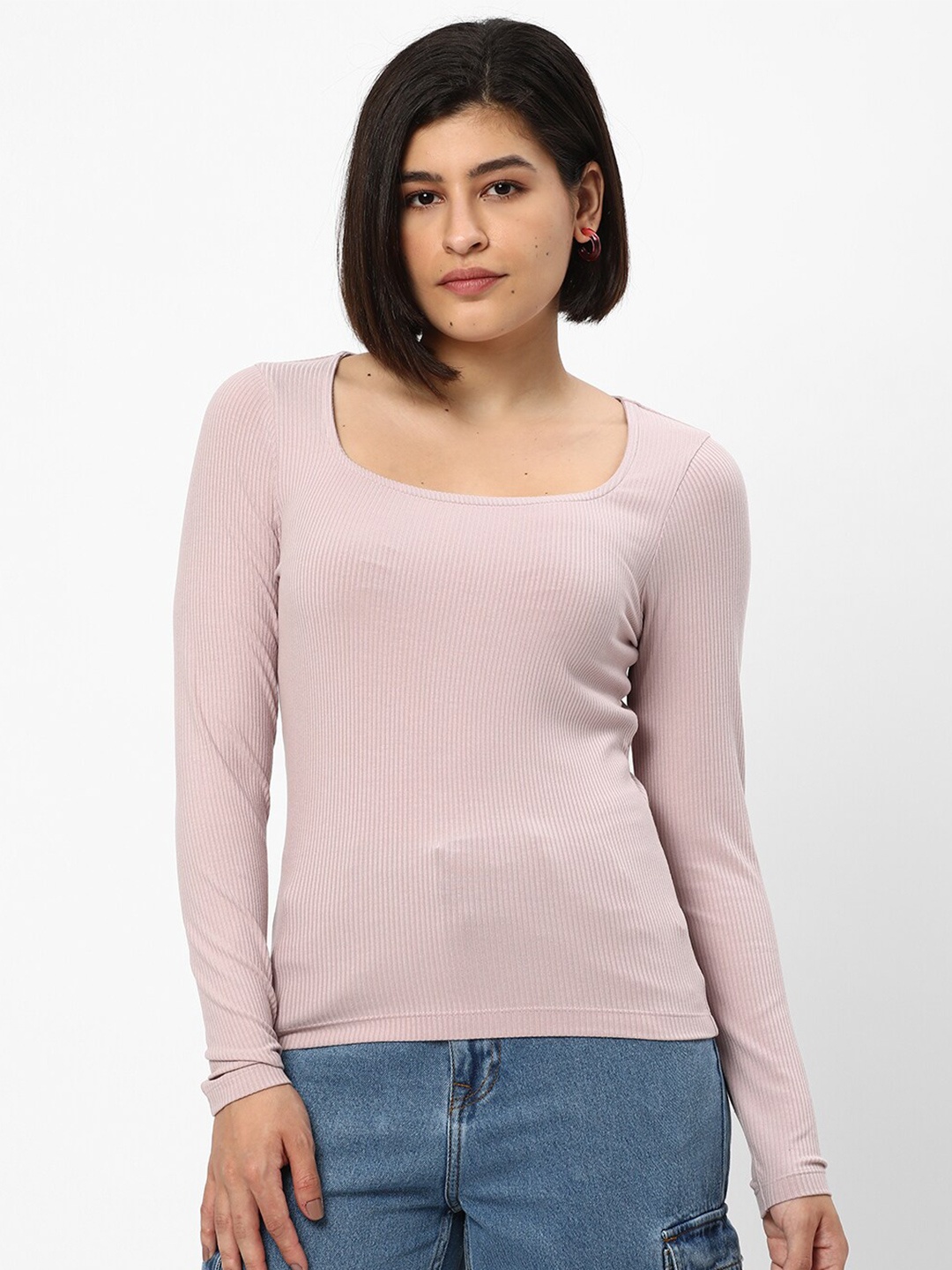 

R&B Round Neck Long Sleeves T-shirt, Mauve