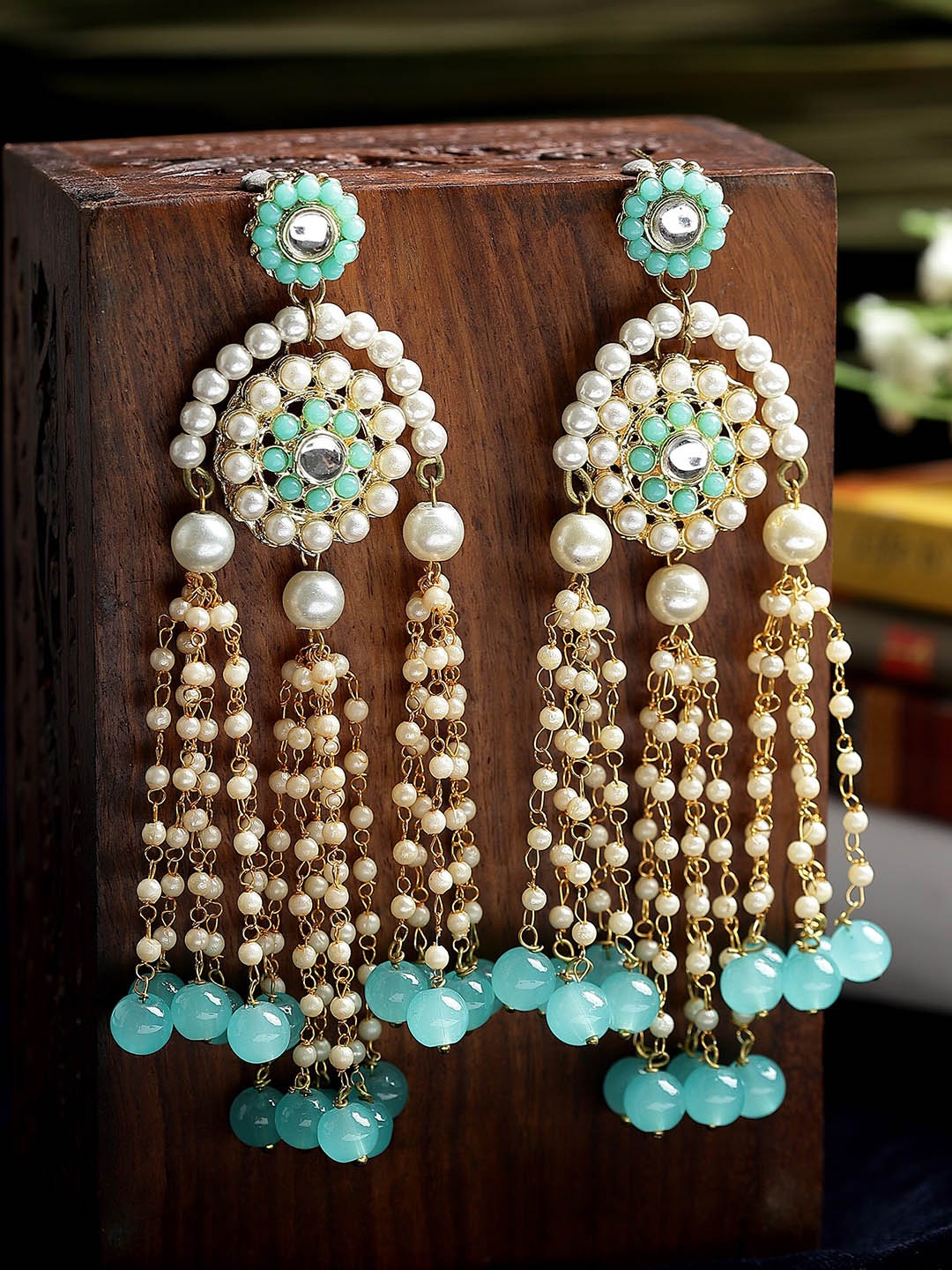 

KARATCART Contemporary Jhumkas Earrings, Blue