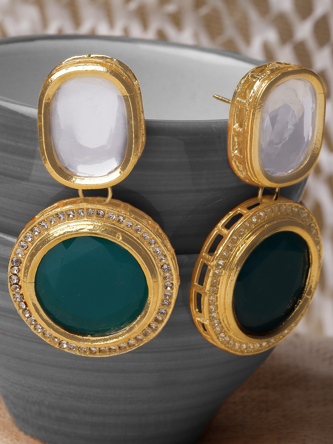 

KARATCART Gold-Plated Contemporary Drop Earrings