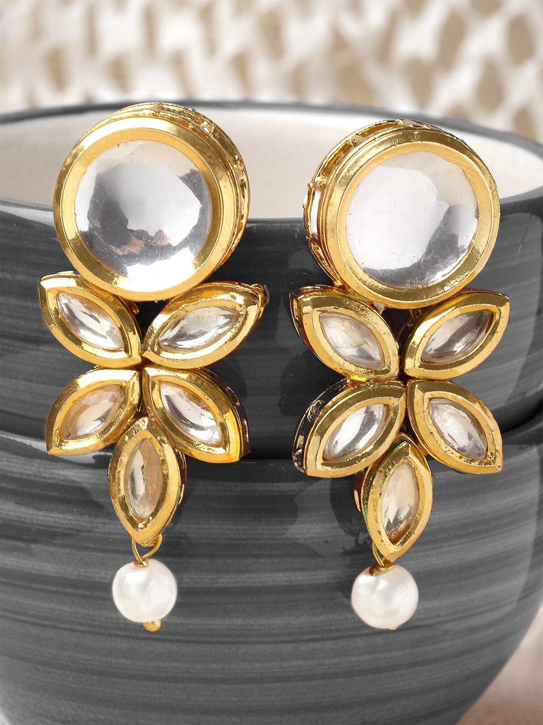 

KARATCART Gold-Plated Contemporary Drop Earrings