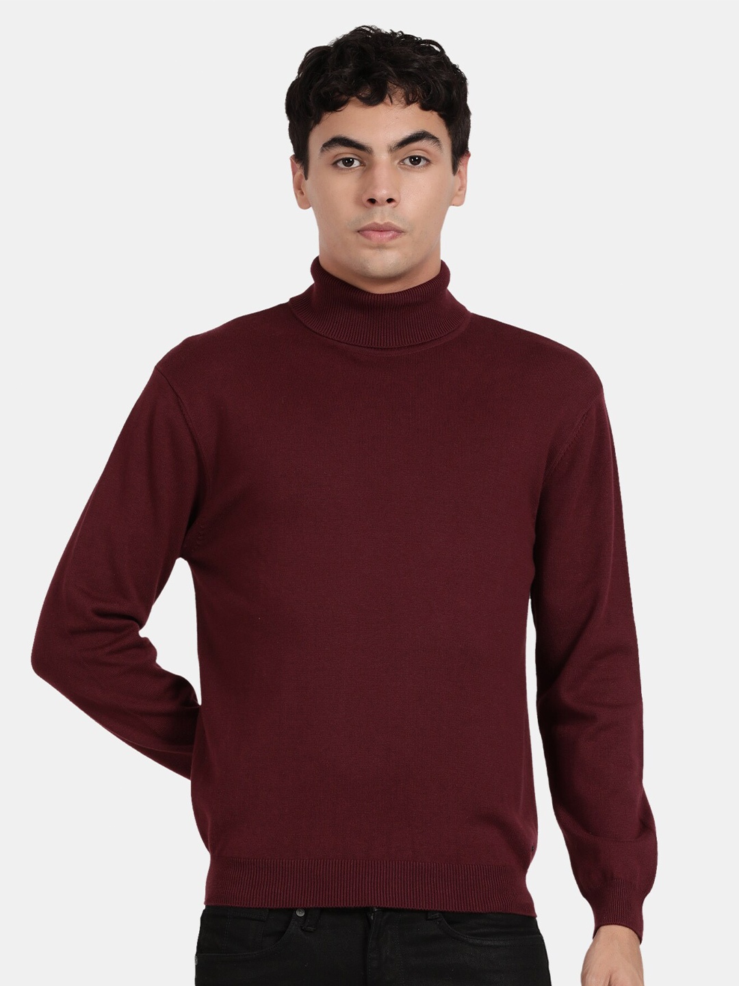 

t-base Turtle Neck Cotton Pullover, Burgundy