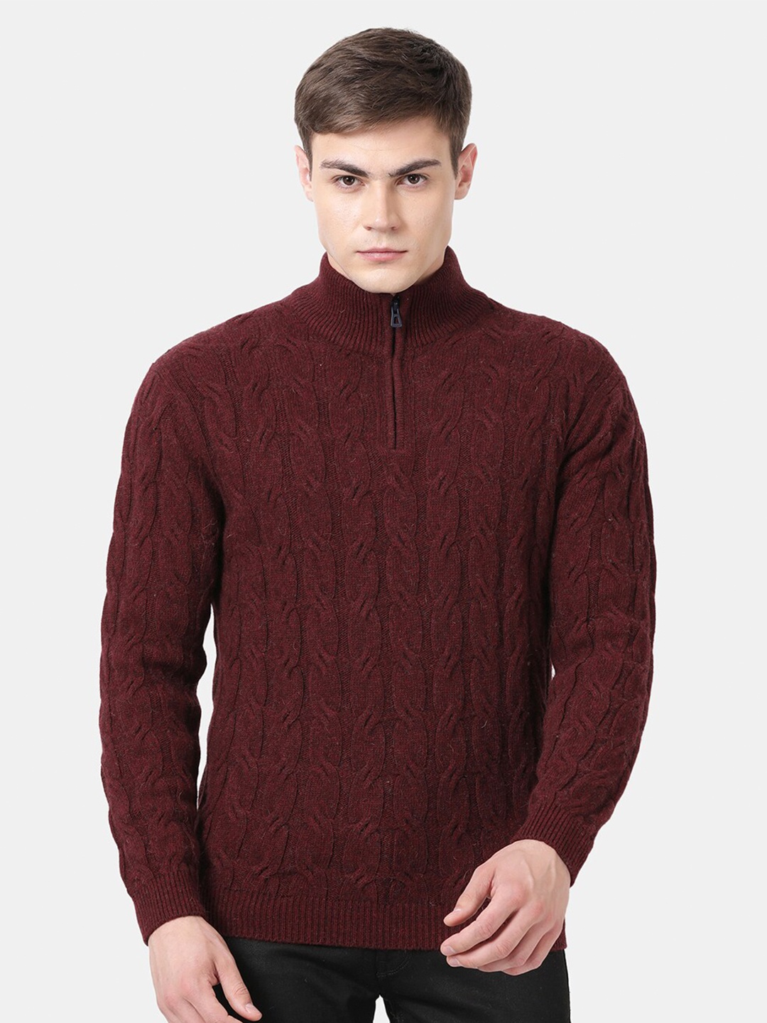 

t-base Men Red Cable Knit Woollen Pullover