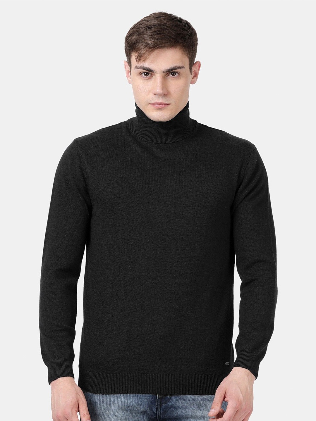 

t-base Turtle Neck Cotton Pullover, Black