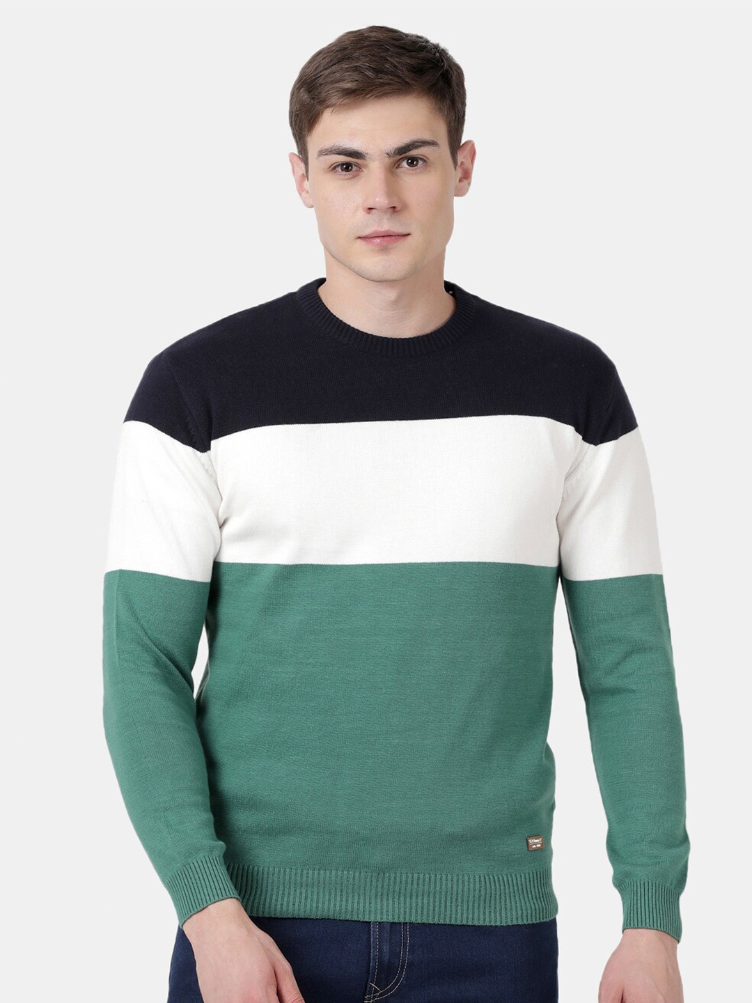 

t-base Colourblocked Cotton Pullover, Green