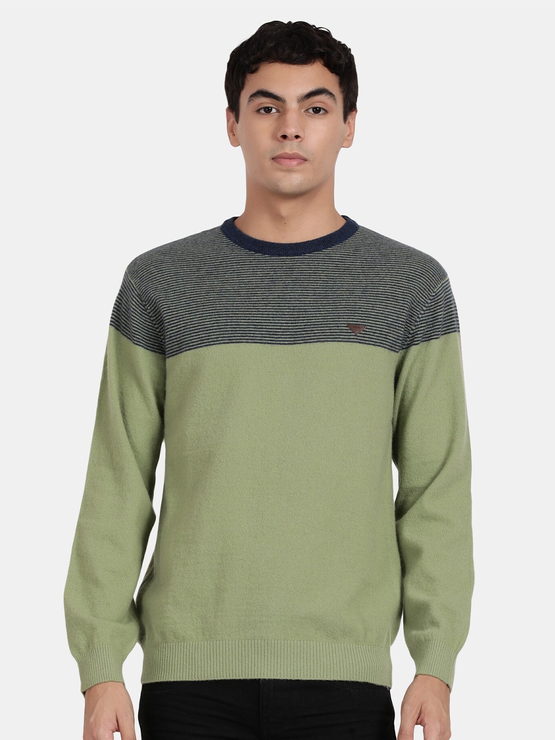 

t-base Striped Woollen Pullover, Green