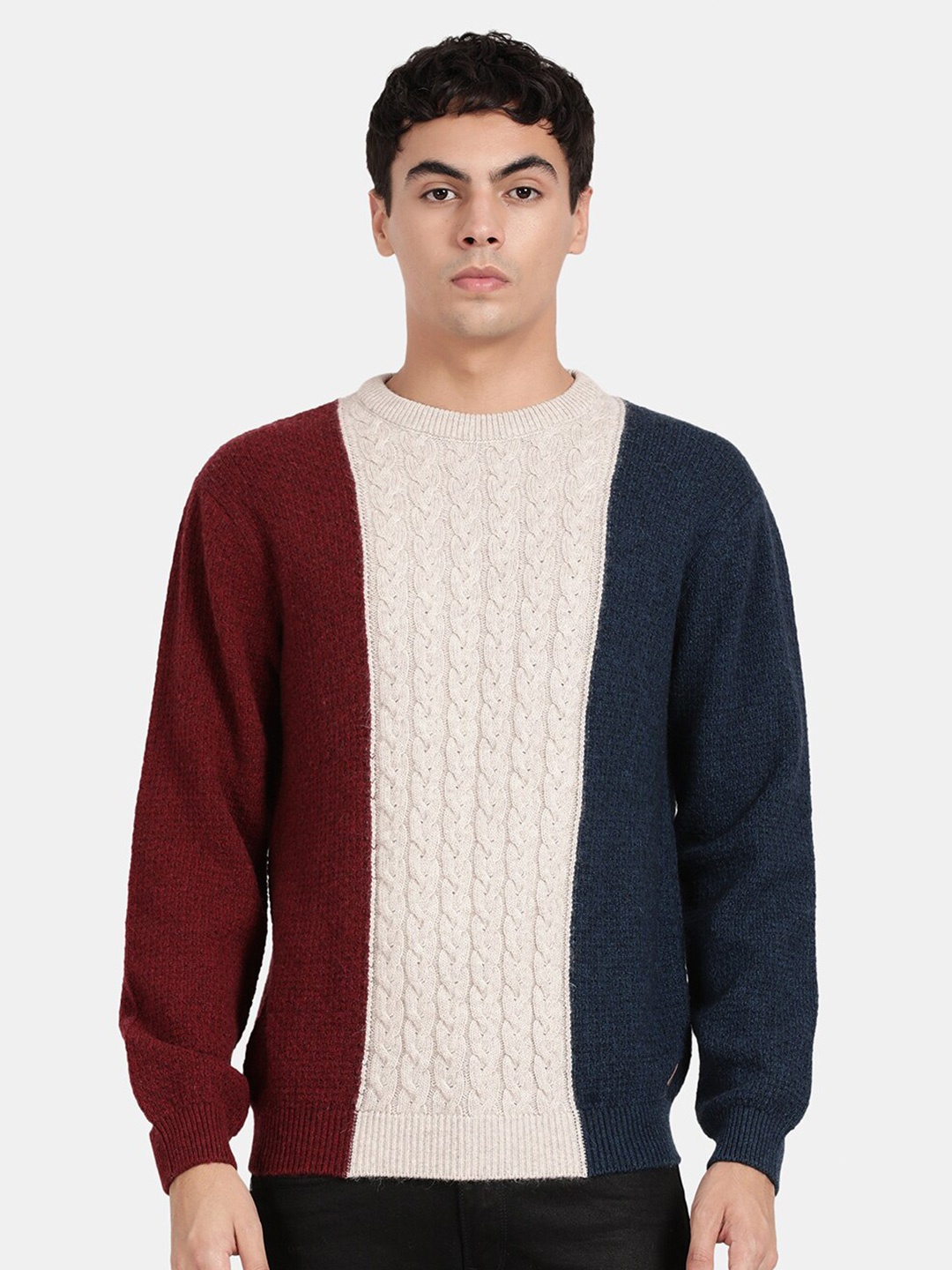 

t-base Cable Knit Woollen Pullover Sweater, Red