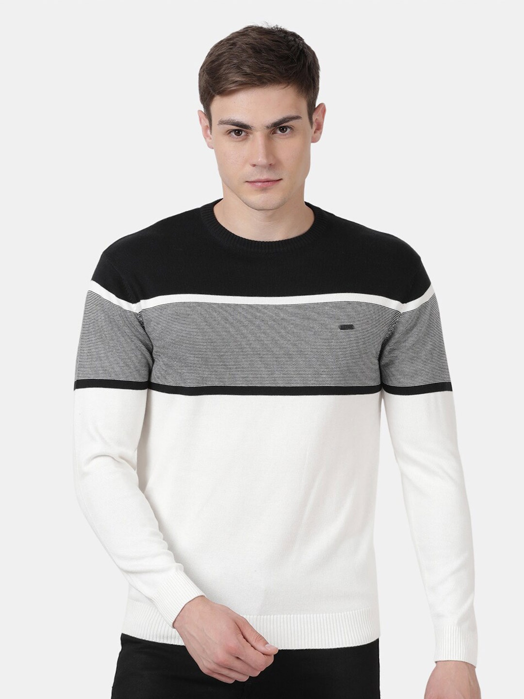 

t-base Colourblocked Pullover Sweater, Off white