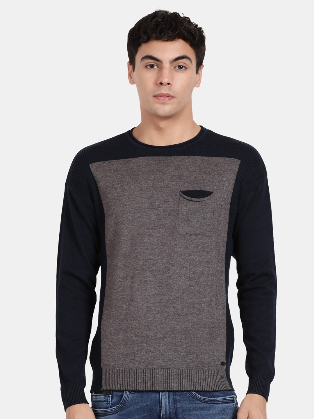 

t-base Colourblocked Pullover Sweater, Navy blue