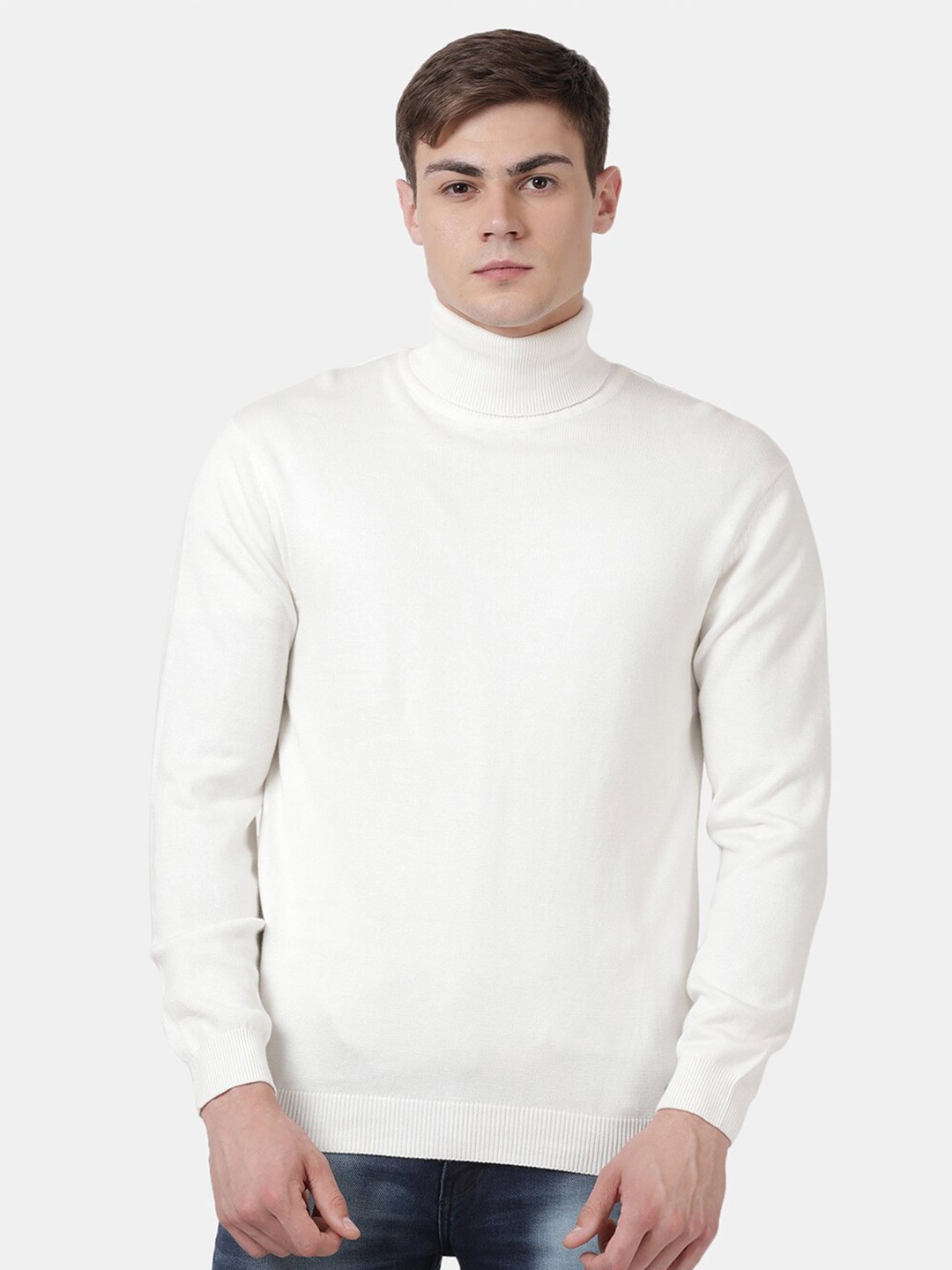 

t-base Turtle Neck Long Sleeves Cotton Modal Pullover Sweater, Off white