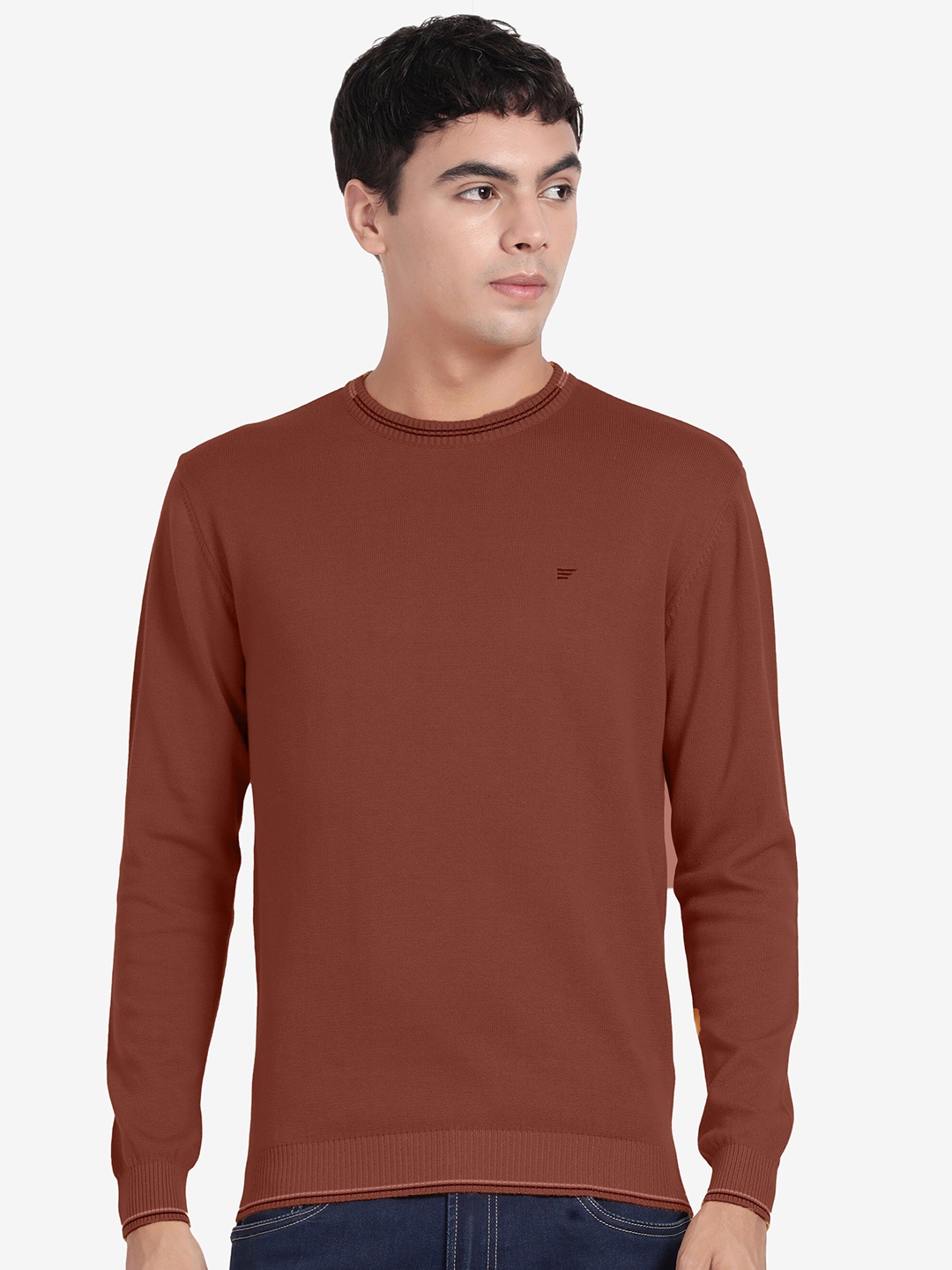 

t-base Round Neck Cotton Pullover Sweaters, Rust