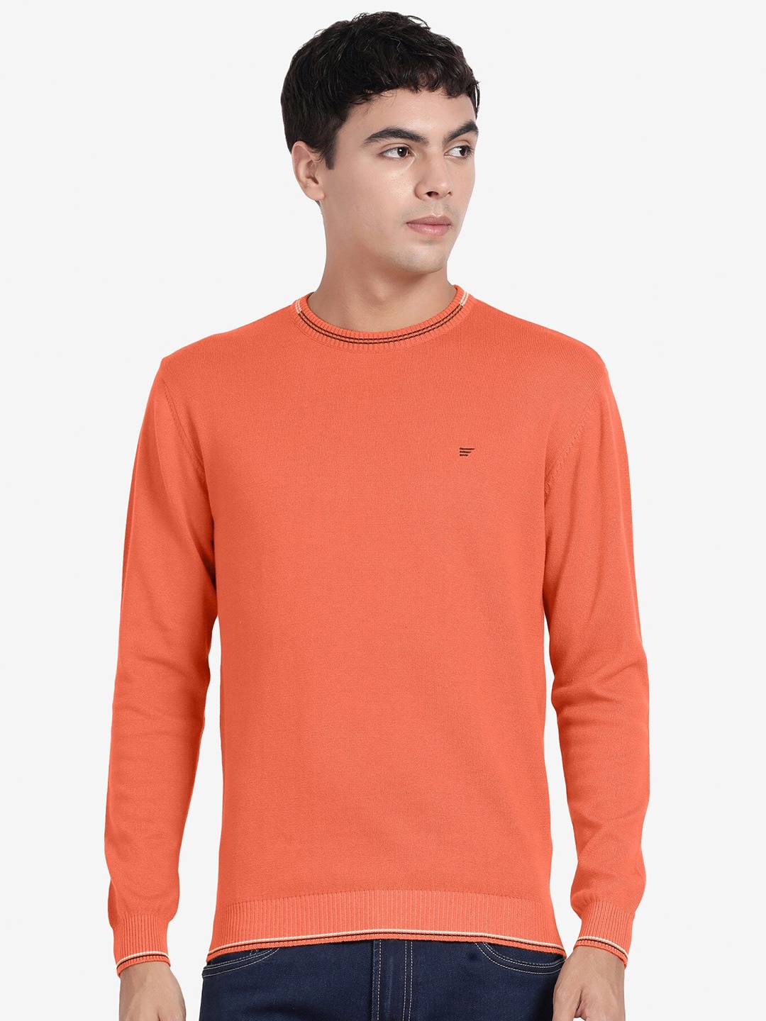 

t-base Round Neck Cotton Pullover Sweaters, Orange