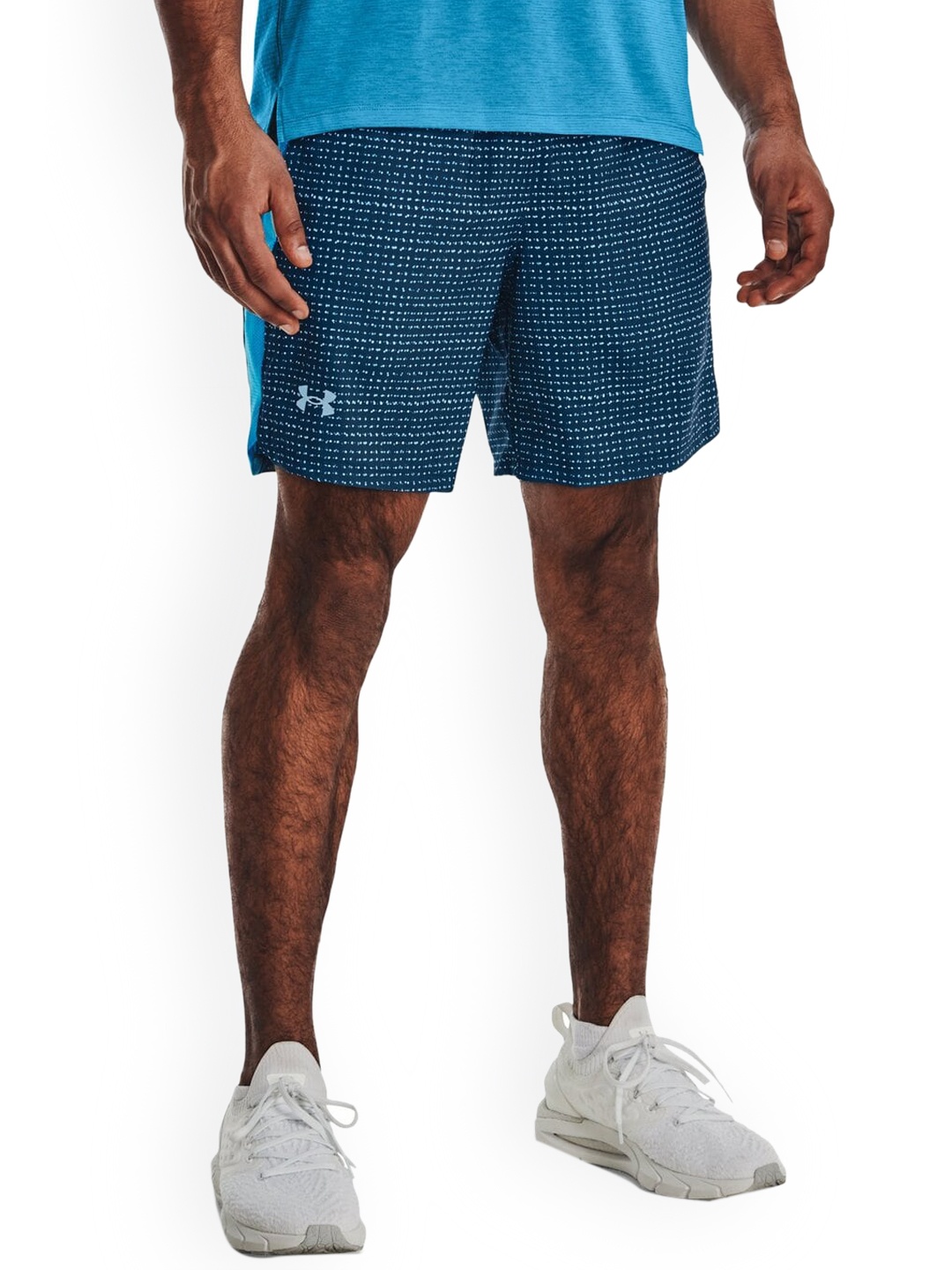 

UNDER ARMOUR Men Printed Slim-Fit Sports Shorts, Blue