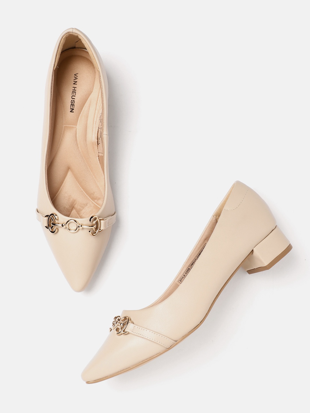 

Van Heusen Woman Block Heeled Pumps, Beige