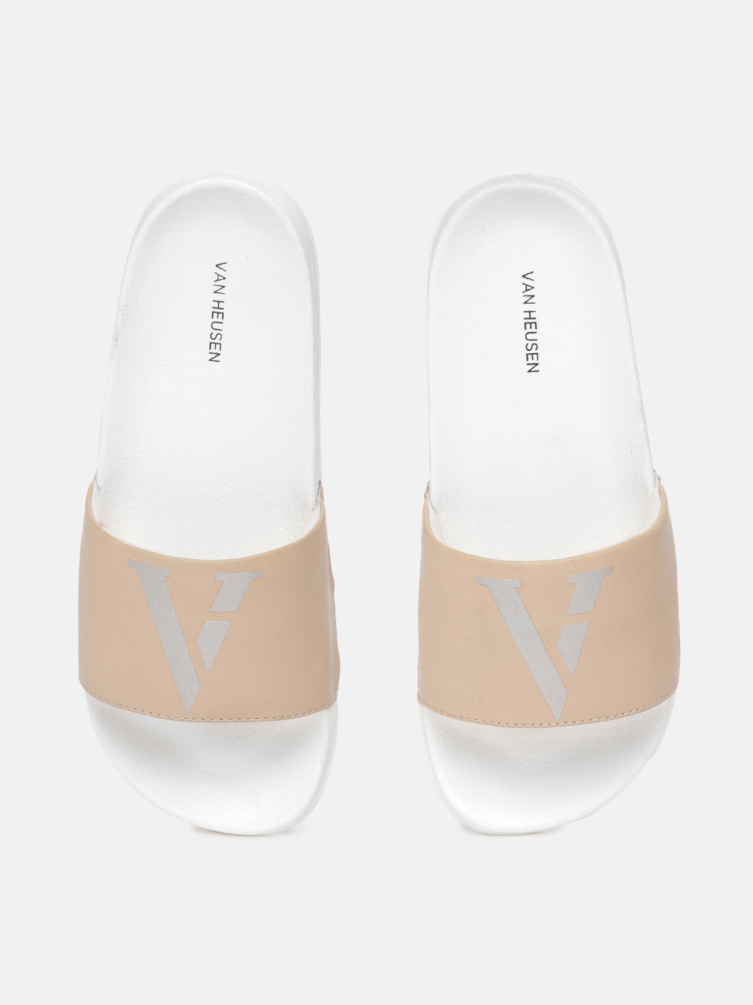 

Van Heusen Woman Brand Logo Printed Sliders, Beige