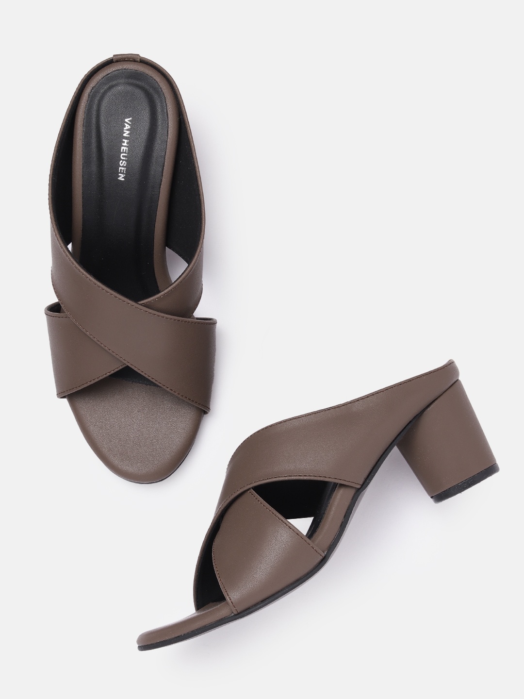 

Van Heusen Woman Open Toe Block Heels, Coffee brown
