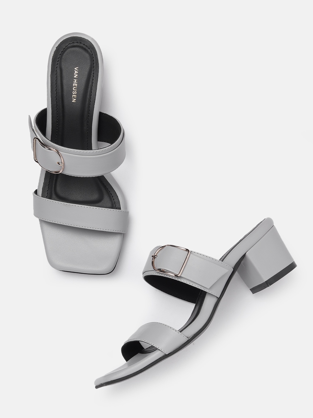 

Van Heusen Woman Buckle Detail Block Heels, Grey