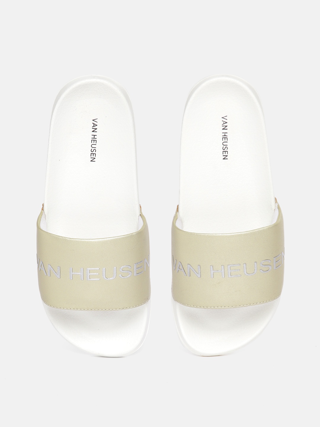 

Van Heusen Woman Brand Logo Printed Sliders, Gold