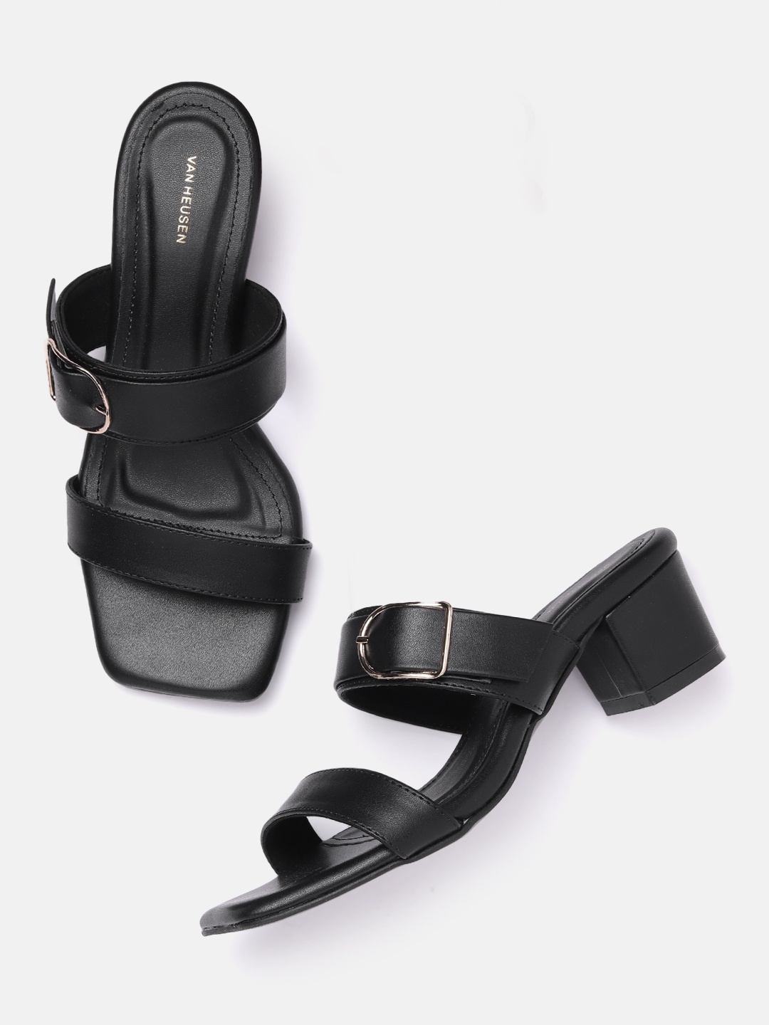 

Van Heusen Woman Buckle Detail Block Heels, Black