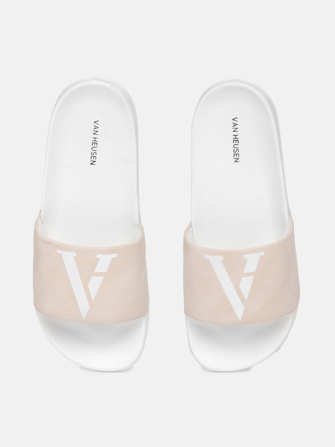 

Van Heusen Woman Brand Logo Printed Sliders, Beige